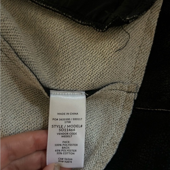 Splendid Sz S Black Bonded French Terry Faux Leather Moto Jacket Biker - Picture 5 of 11